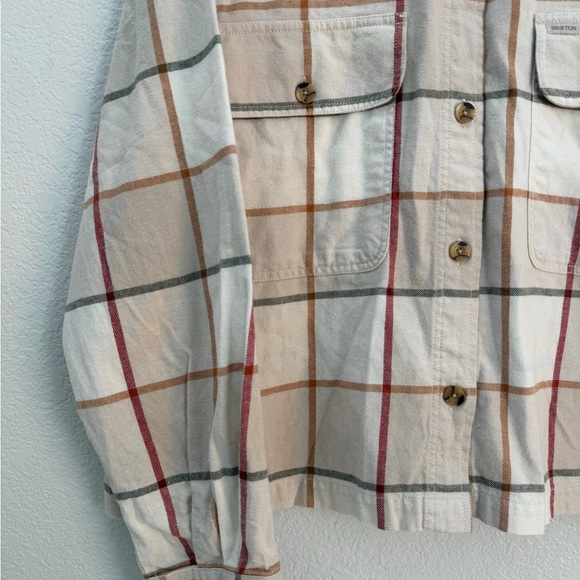 Brixton NWT Women’s Cream and Red Plaid Button Down Flannel Size Large - Picture 4 of 10